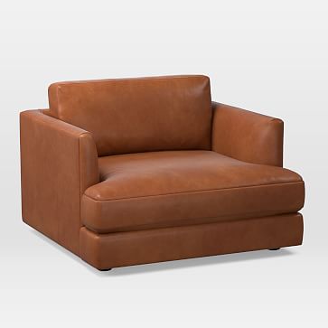 West Elm Haven Leather Chair And A, Saddle Leather Chair And A Half