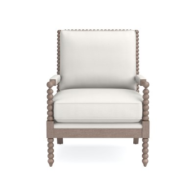 Spindle Chair Standard Cushion Performance Slub Weave White Black Leg Williams Sonoma