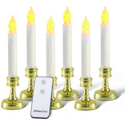 Church Christmas Decorations LED Taper Candles for Themed Party Raycare Set of 24 Flamelesss LED Taper Candles with Warm White Flickering Bulb Light Battery Operated Floating Candles
