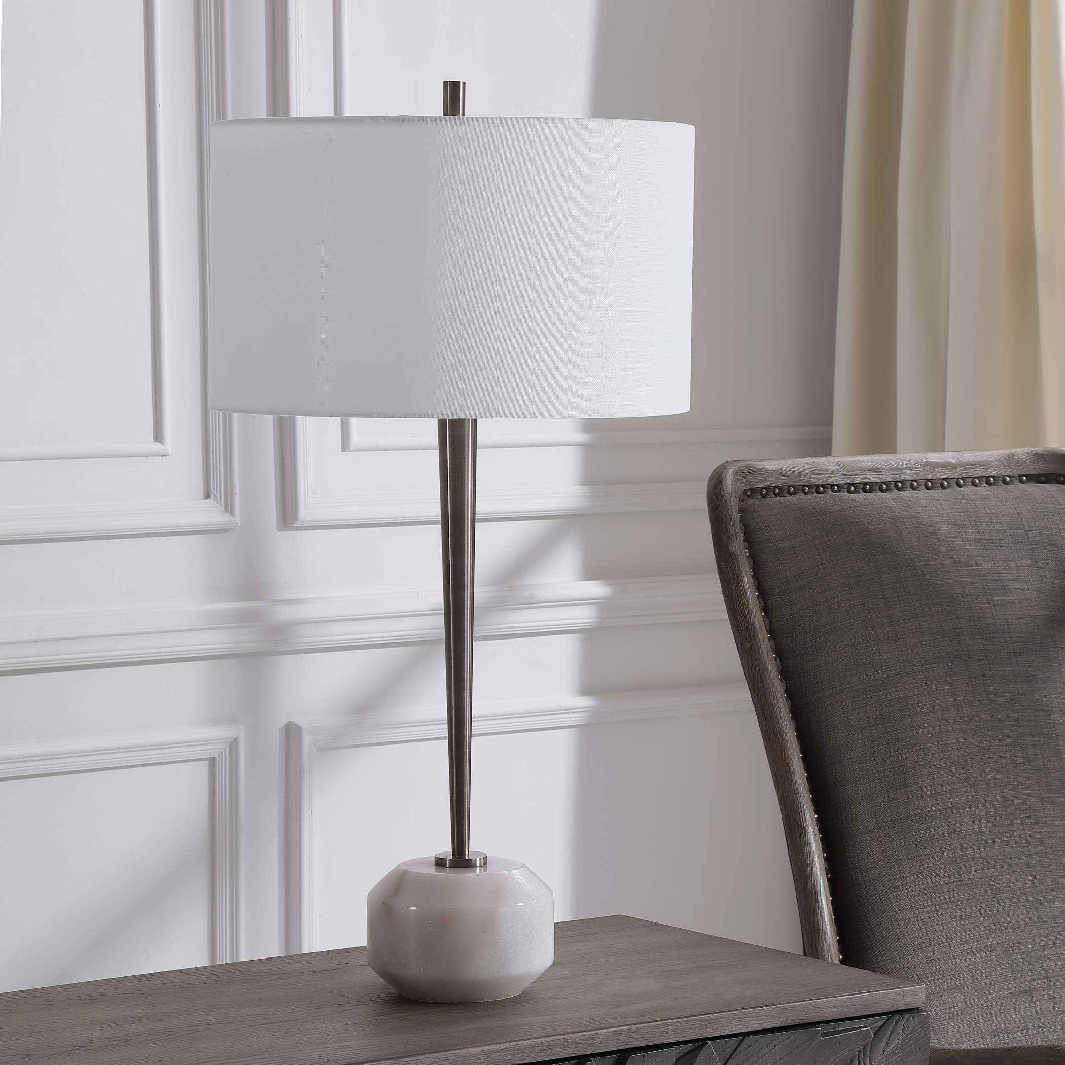 denley nickel floor lamp