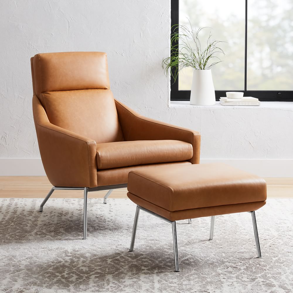 leather armchair ottoman