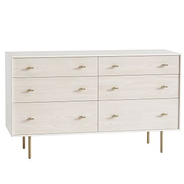 Modernist Extra Wide Dresser White, Double Wide Highboy Dresser