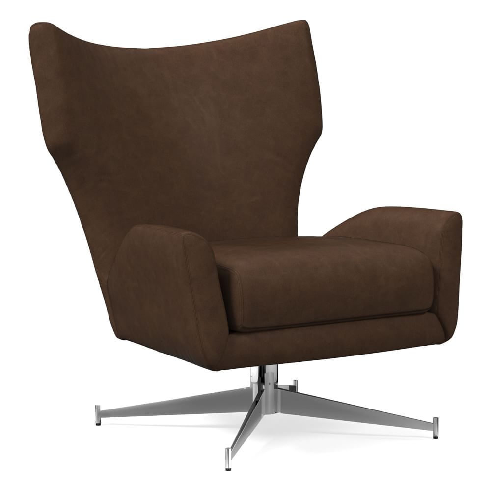 Hemming leather swivel deals armchair