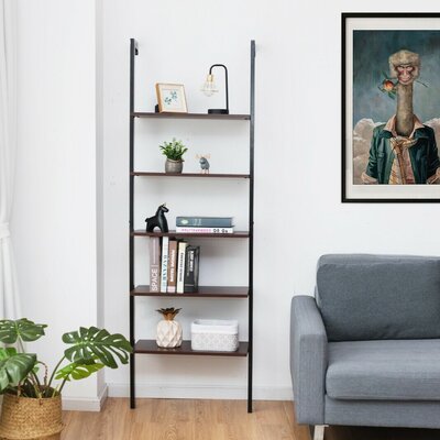Stairway Wall Mounted Bookcase Black, Stairway Black 96 Wall Mounted Bookcase
