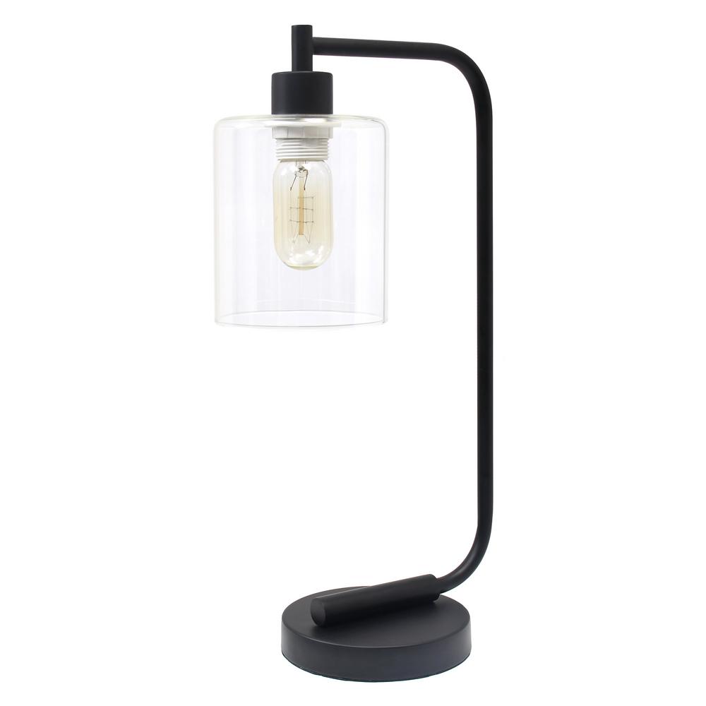 Black Industrial Iron Lantern Desk Lamp, Black Industrial Table Lamp Shade