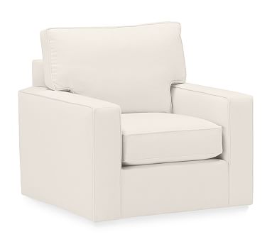 PB Comfort Square Arm Upholstered Swivel Armchair, Box Edge Memory Foam ...