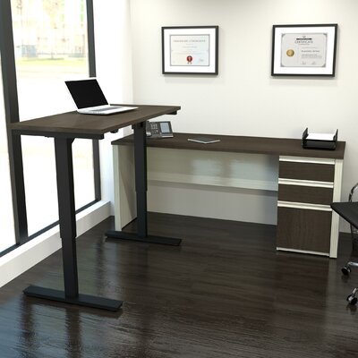 Kenworthy Reversible L-Shape Standing Desk with Height Adjustable Table ...