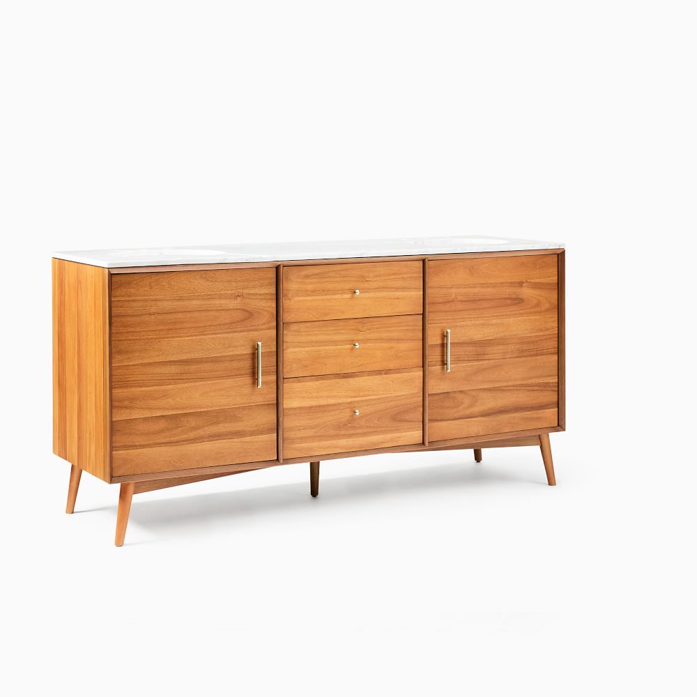 Mid-Century Double Bathroom Vanity (63–72) - Acorn