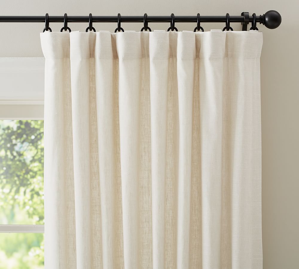 Custom Emery Linen/Cotton Rod Pocket Blackout Curtain, 144 x 178