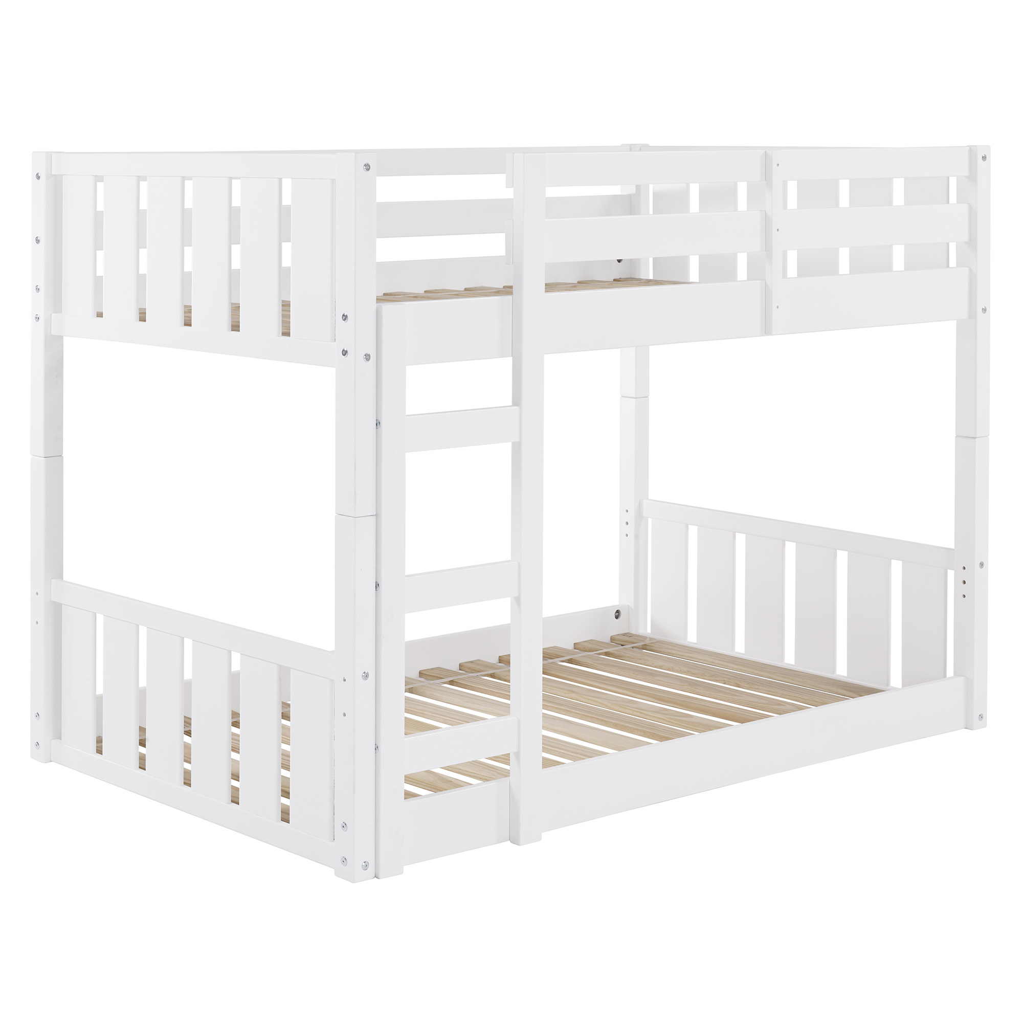 Traditional Twin over Twin Solid Wood Stackable Slat Bunk Bed – White ...