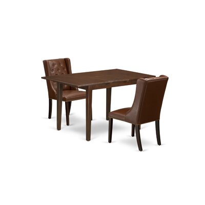 3-Pc Dining Room Set Includes 1 Butterfly Leaf Dining Table And 2 Brown