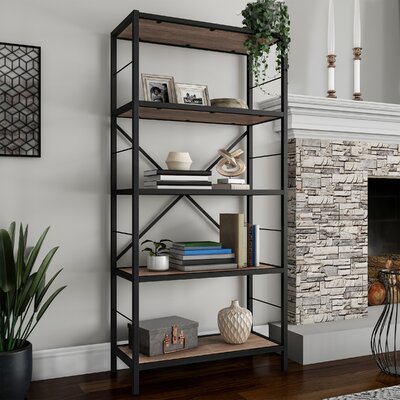 Stairway Wall Mounted Bookcase Black, Stairway Black 96 Wall Mounted Bookcase