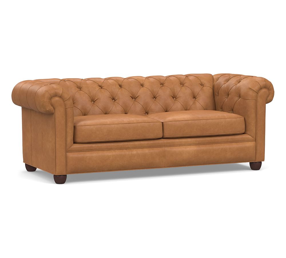 Chesterfield Roll Arm Leather Sofa 86
