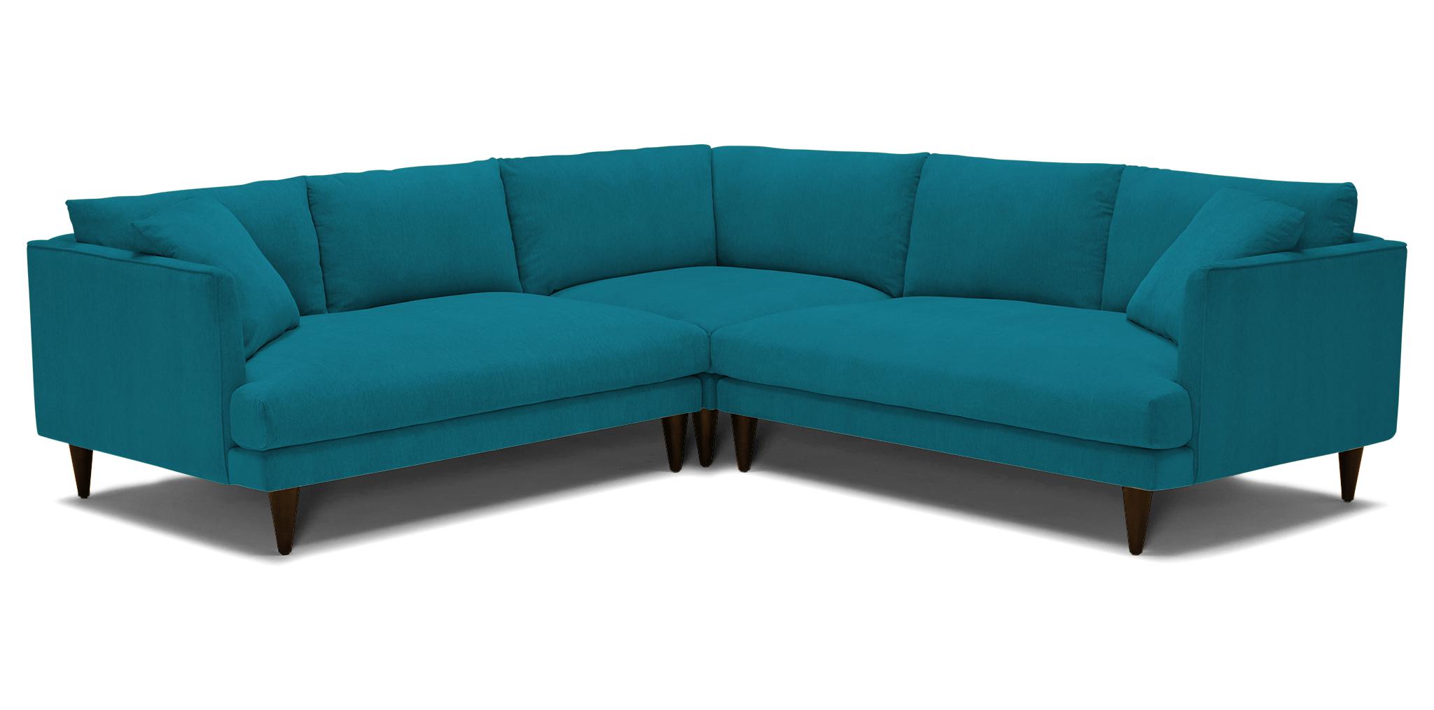 Blue Lewis Mid Century Modern Corner Sectional Vibe Aquatic Mocha