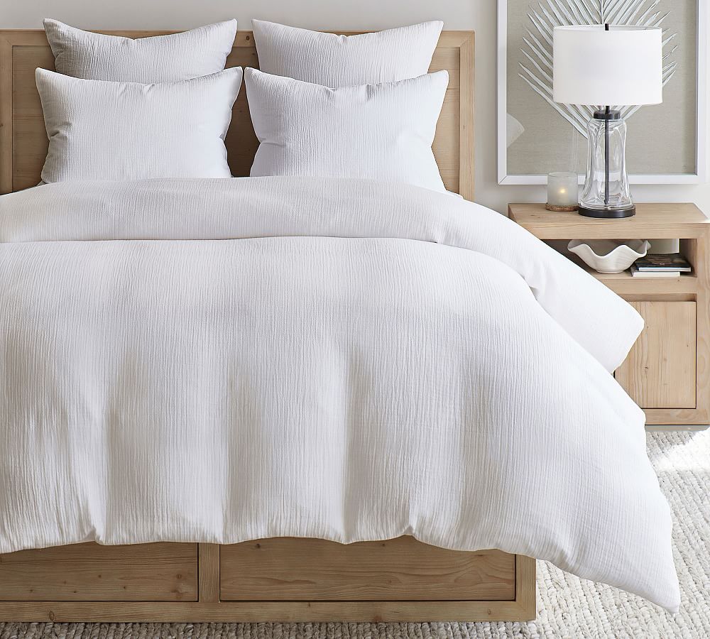 White Soft Cotton Cotton Duvet Cover, king - Pottery Barn | Havenly