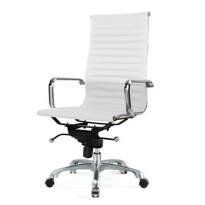 Ammy High-Back Executive Office Chair With Arm In White - Wayfair | Havenly