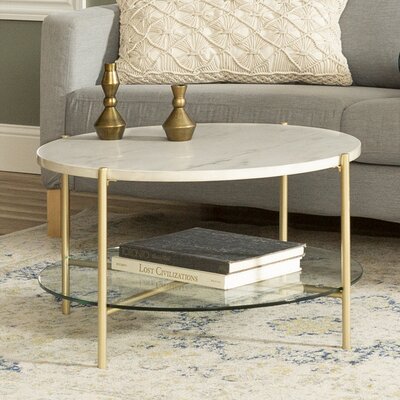 2-Piece Round Coffee Table Set, White Marble/Gold - Wayfair | Havenly