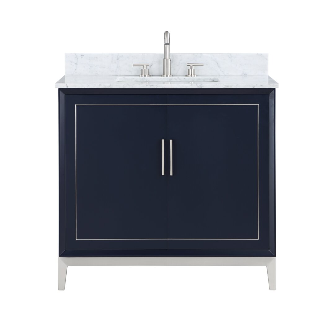 "BEMMA Gracie 36"" Bathroom Vanity, Black With Carrara Marble Top And ...