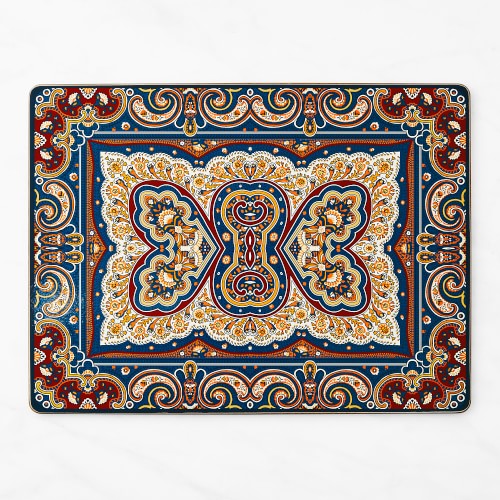 Paisley Rectangular Hardmat, Navy - Williams Sonoma | Havenly