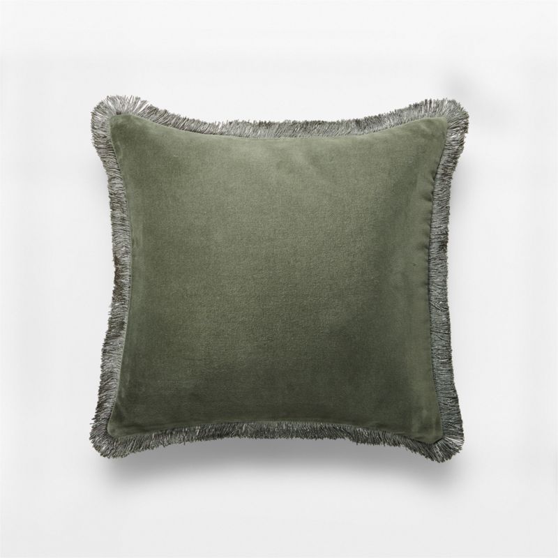 Bettie Forest Green Velvet Throw Pillow with Down-Alternative Insert 16 ...