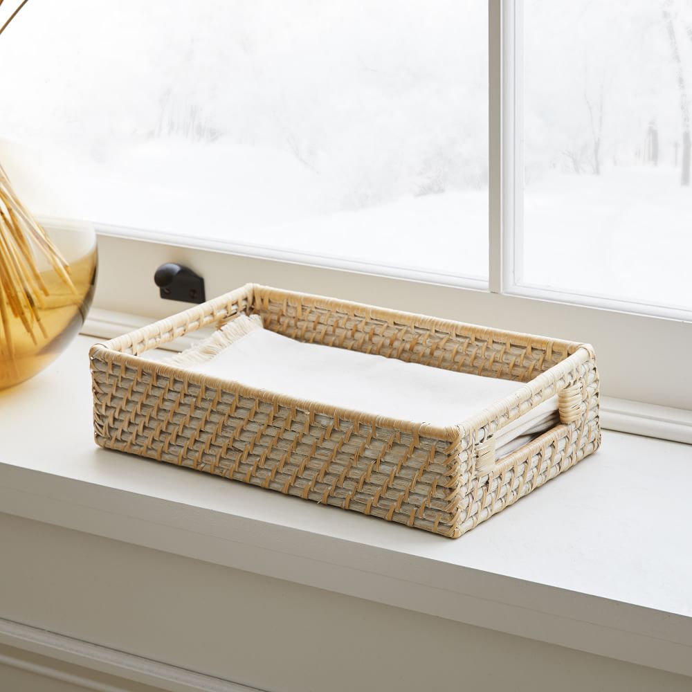 Modern Weave Basket w/ Divider - Whitewashed - West Elm Australia