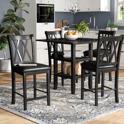 sela 5 piece counter height solid wood dining set