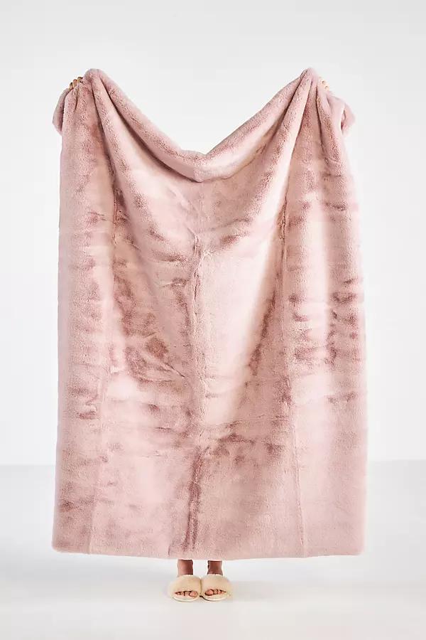 Anthropologie Sophie Faux Fur Throw Blanket in 2024 Dusty Rose