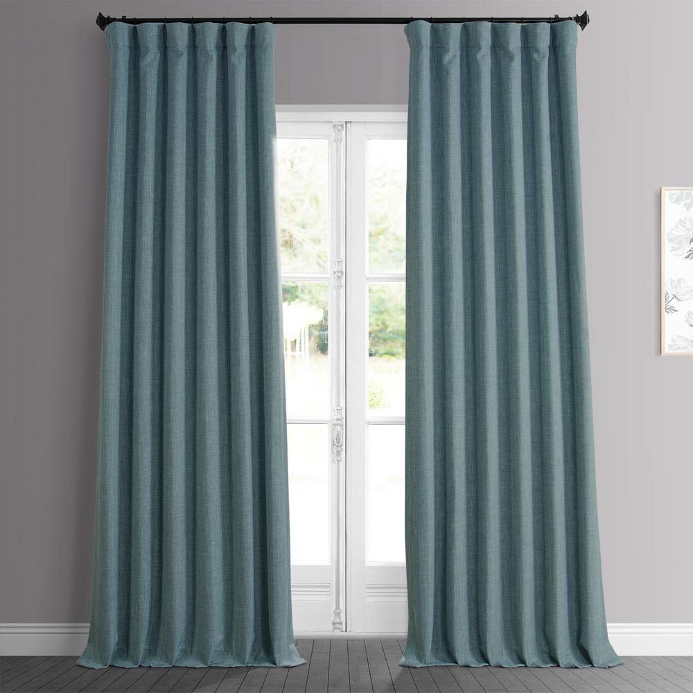 Exclusive Fabrics & Furnishings Sea Thistle Green Faux Linen Blackout ...