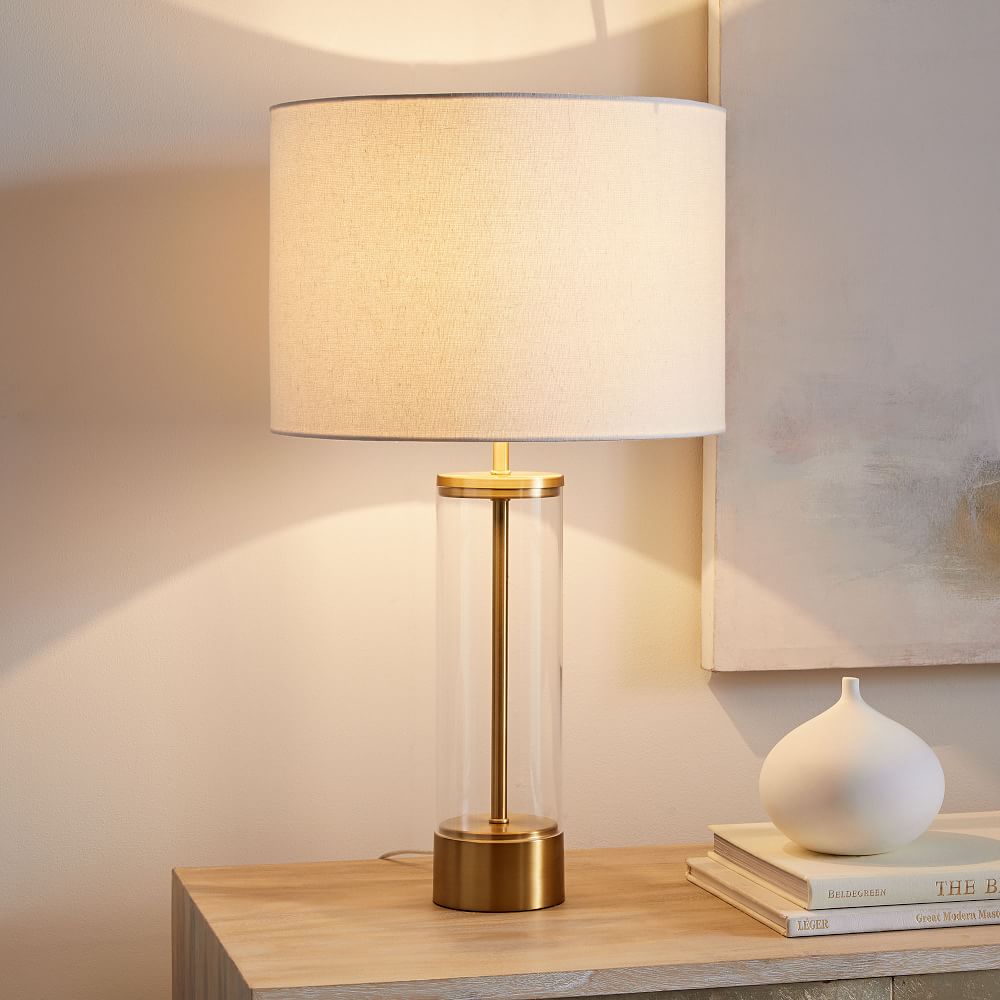 brass and acrylic table lamp