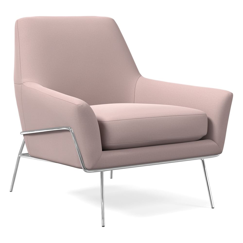 Lucas Wire Base Chair Poly Astor Velvet Mauve Polished Nickel