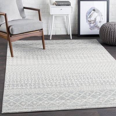 Kenmore Geometric Light Gray/Gray/White Area Rug AllModern Rug Size: Rectangle 7'10 x 10'3