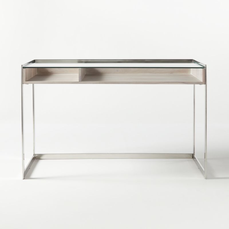 cb2 glass top desk