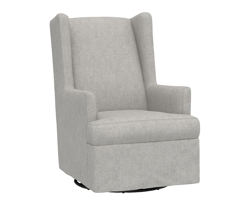 slipcovered modern wingback glider brushed chenille fog  pottery barn  kids