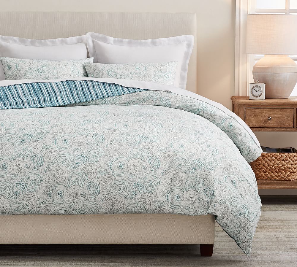Rebecca Atwood Spiral Organic Percale Duvet Cover, Full/Queen - Pottery ...
