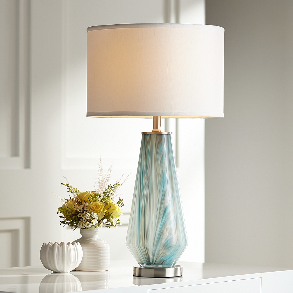 Possini Euro Jaime Blue and Gray Art Glass Table Lamp - Style # 78R87