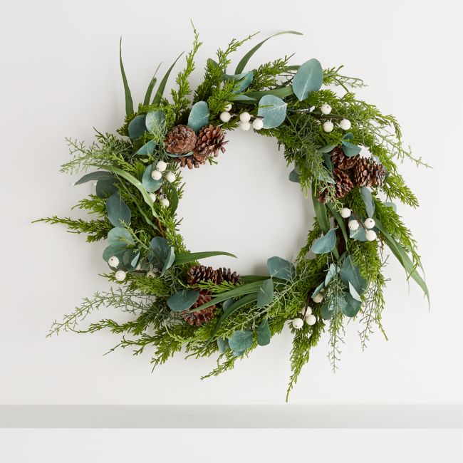 Frosted White Berry Wreath - Crate and Barrel | Havenly