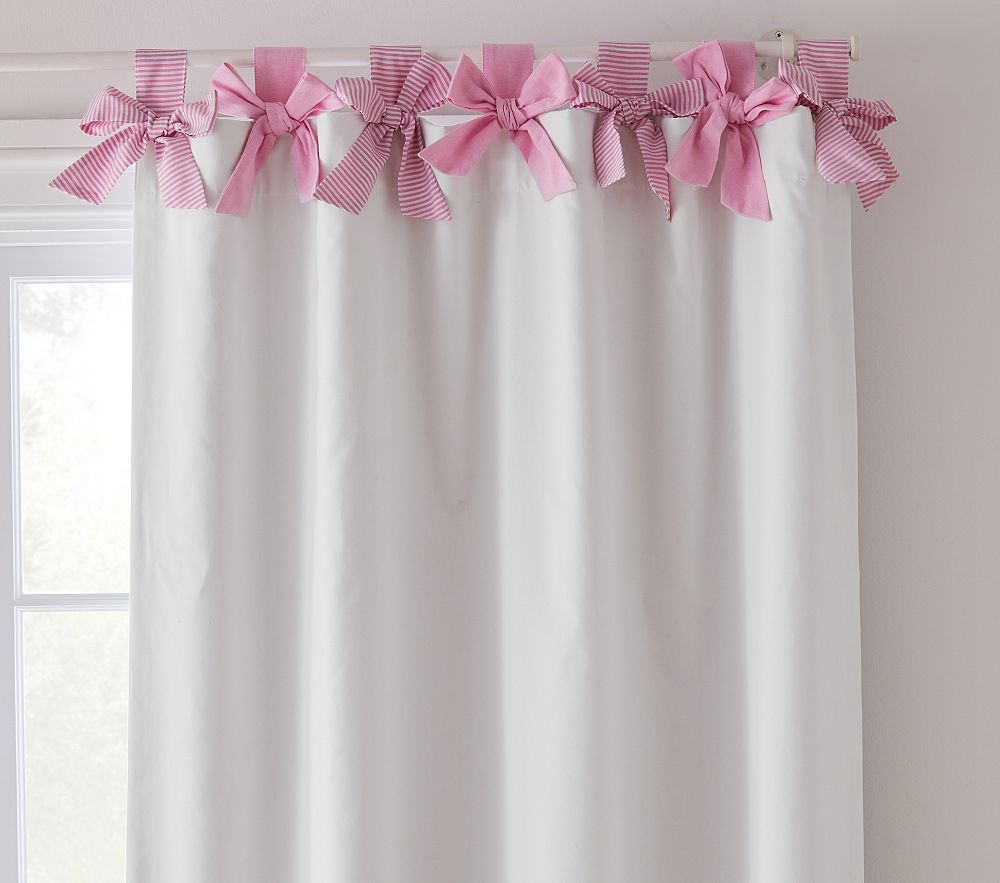 Oxford Stripe Bow Tab Top Panel ,44x96,White/Pink - Pottery Barn Kids ...