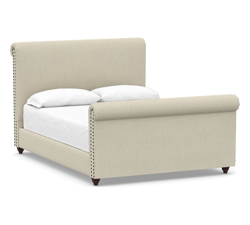 Chesterfield Non-Tufted Upholstered Bed & Tall Footboard, California ...