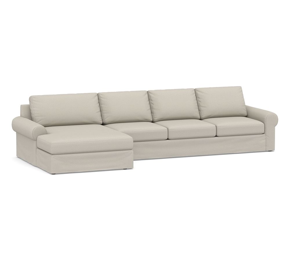 Big Sur Roll Arm Slipcovered Right Arm Grand Sofa with Double Chaise ...