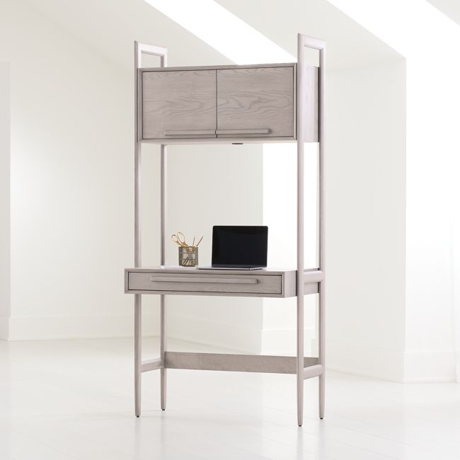 Tate Stone Bookcase Desk With Power, Crate And Barrel Tate Bookcase Desk