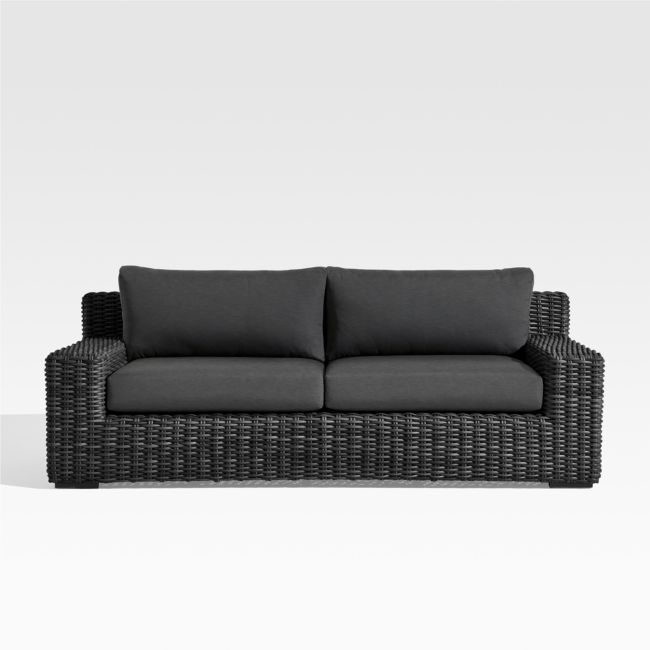 Abaco Resin Wicker Charcoal Grey Outdoor Sofa with Charcoal Sunbrella