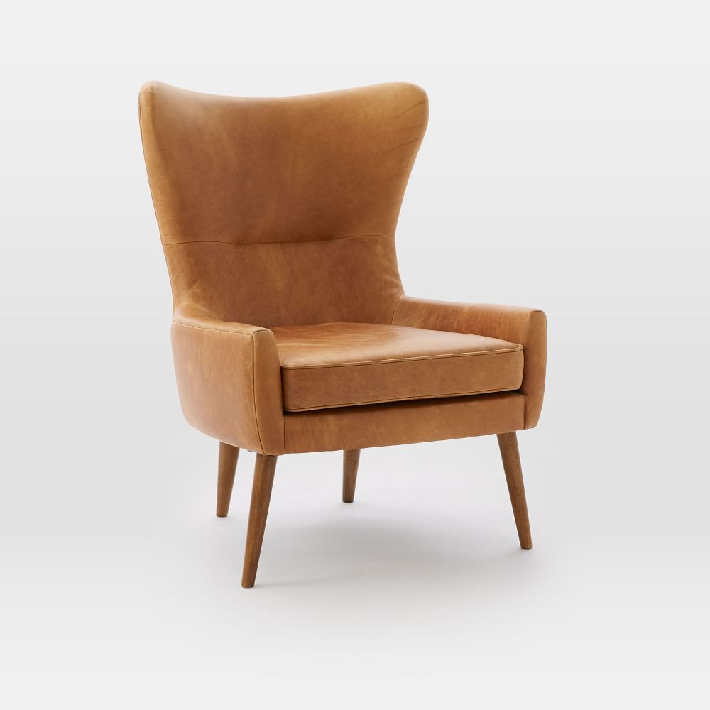 west elm leather wingback chair