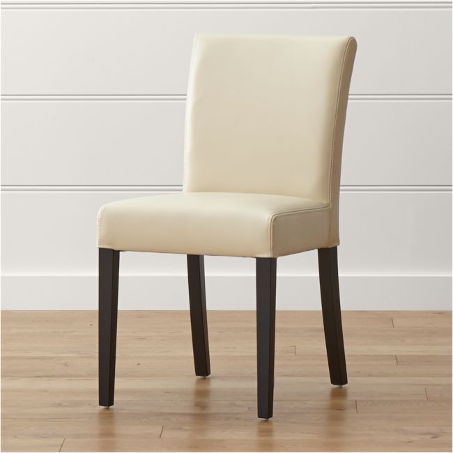 ivory leather parsons dining chairs