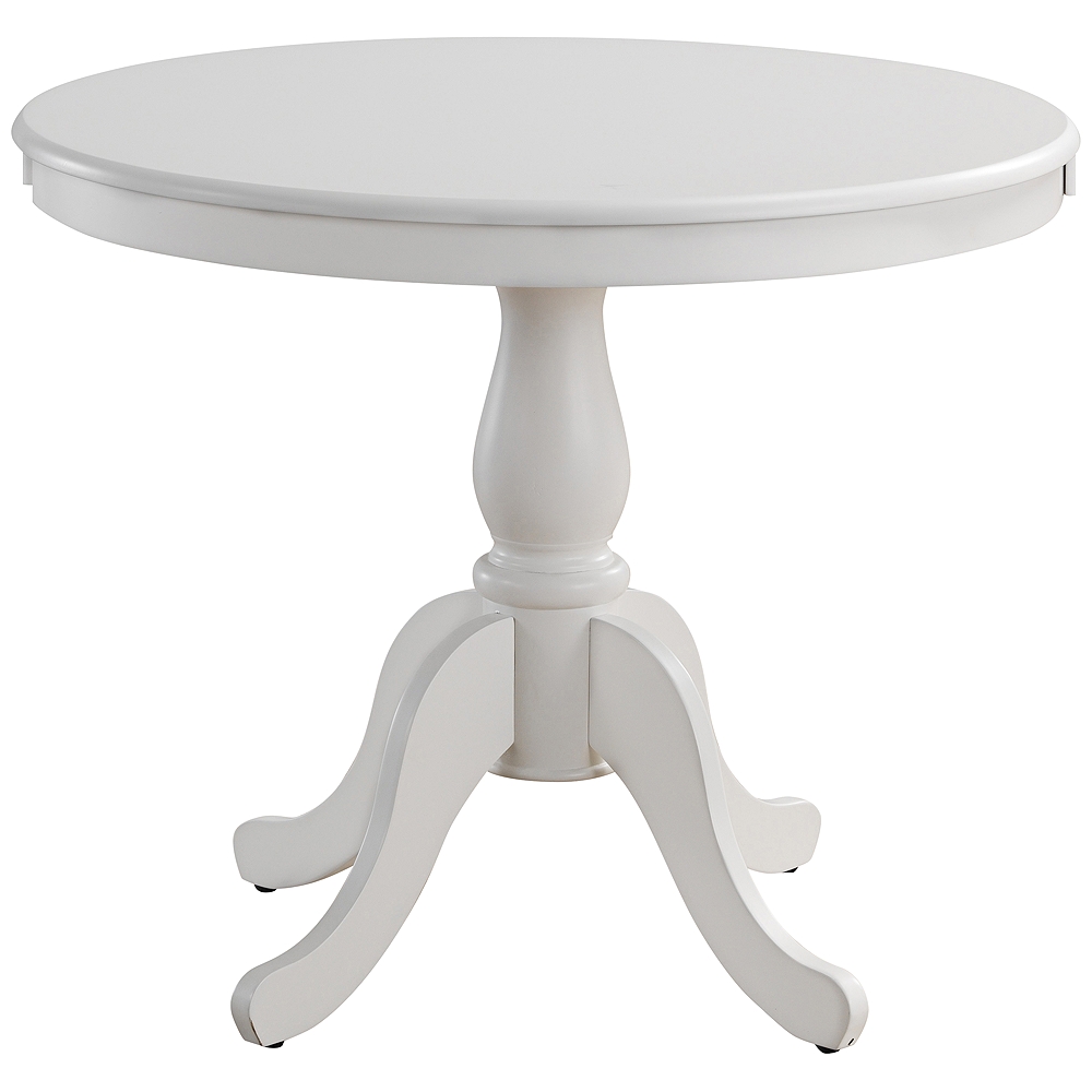 Bella 36" Wide Pure White Round Wood Pedestal Dining Table - Style