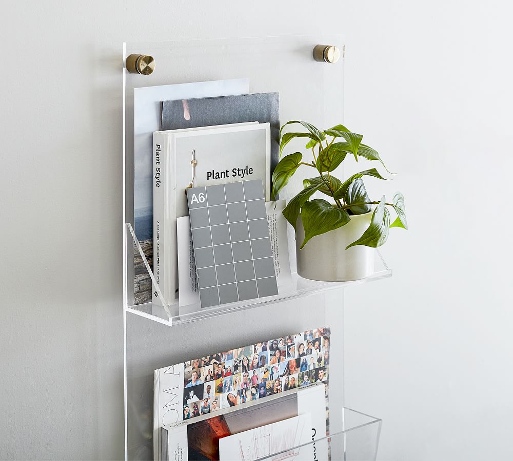 Acrylic Home Office Filer/Shelf, Brass Pottery Barn Havenly