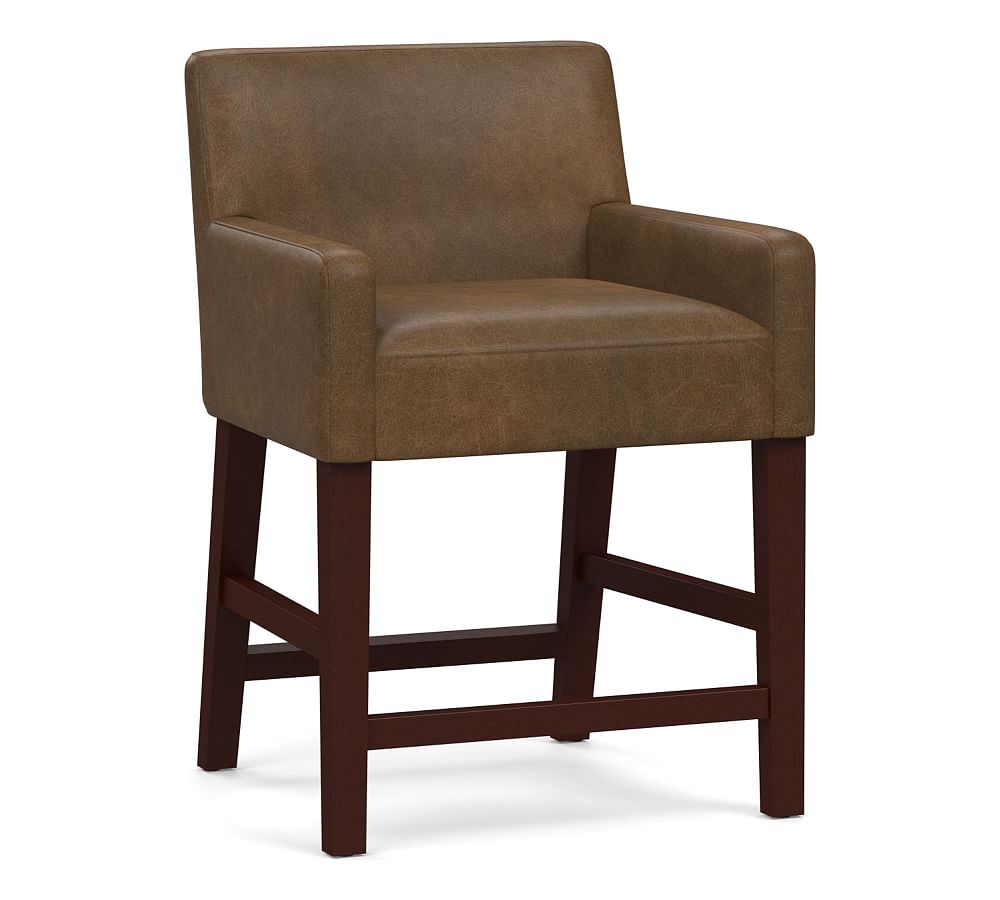 Classic Leather Counter Height Bar Stool, Espresso Frame , Churchfield ...