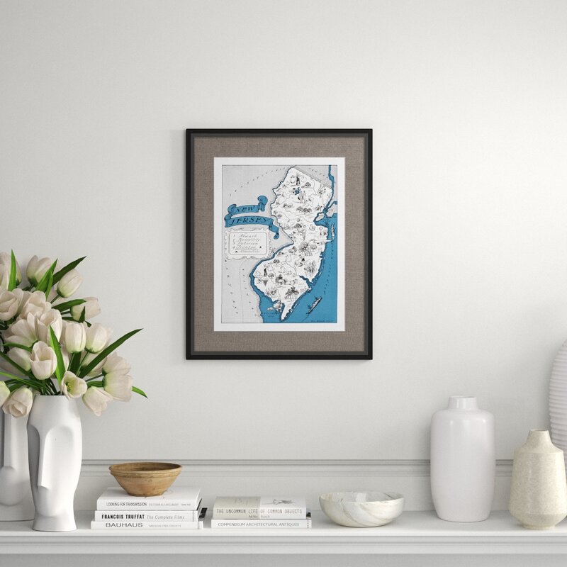 Providence Art 'Illustrated Map of New Jersey' Framed Graphic Art Print ...