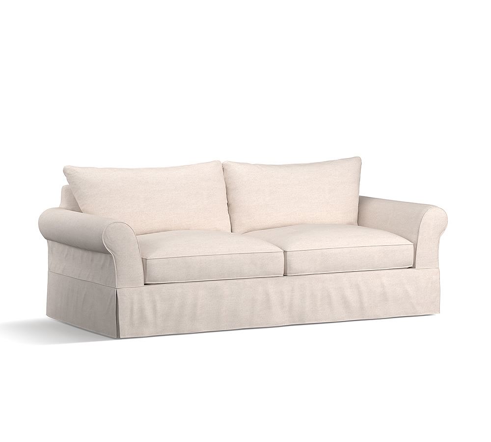 PB Comfort Roll Arm Slipcovered Sleeper Sofa, Scatter Back Memory Foam Cushions, Jumbo