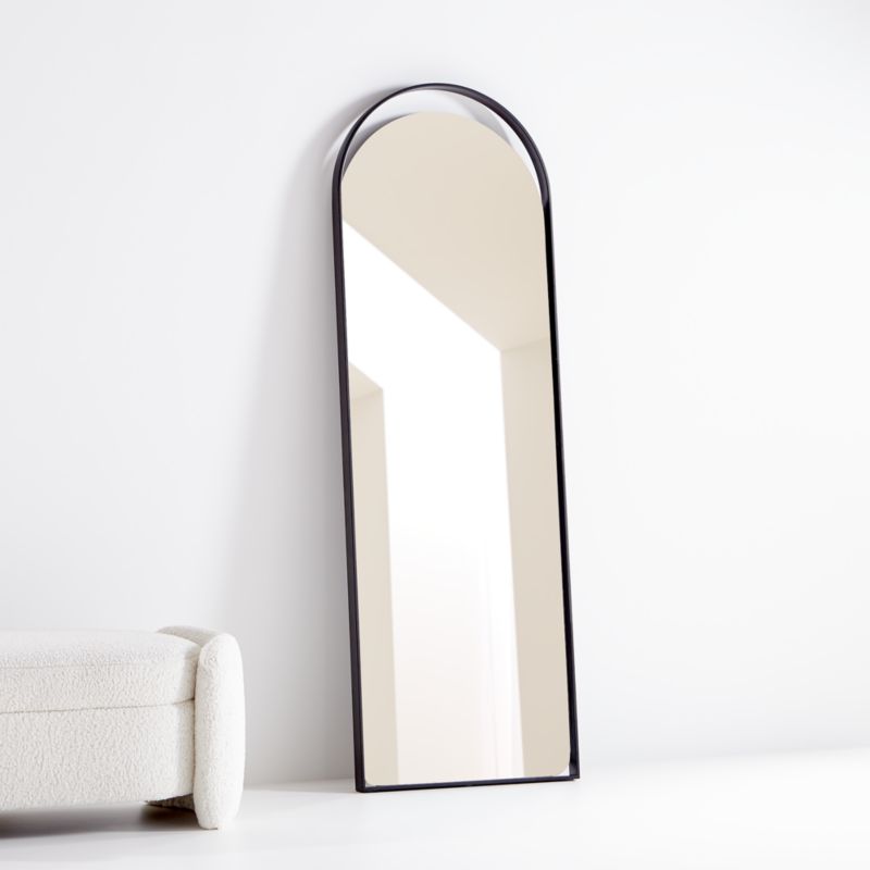 Aosta Black Arch Cutout Floor Mirror, Arch Leaner Dressing Stainless Steel Framed Wall Mirror