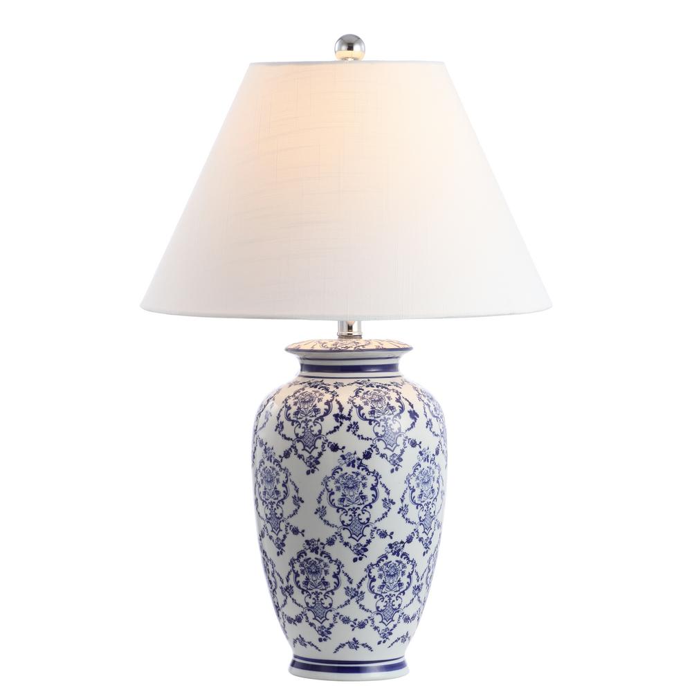 JONATHAN Y Juliana 26.25 in. Chinoiserie Ceramic LED Table Lamp, Blue/White
